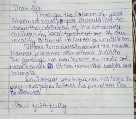 (2.3) Write a letter to the Municipal Commissioner of your area asking ...