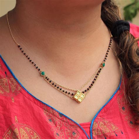 Buy BeAbhika Green Quad Kundan Mangalsutra Online