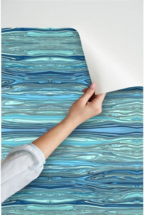 Spoonflower Ocean Waves Peel & Stick Wallpaper Swatch - Coastal India ...