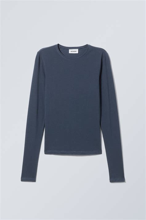 Slim Fitted Long Sleeve - Dark Dusty Blue - Ladies | H&M GB