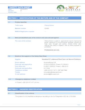 Fillable Online SAFETY DATA SHEET - Jet Harvest Fax Email Print - pdfFiller