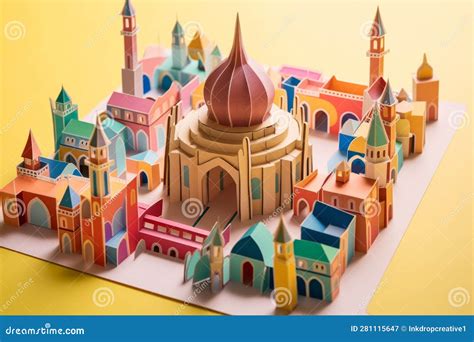 A Traditional Islamic Religious Mosque Building Made from Paper Cutout ...