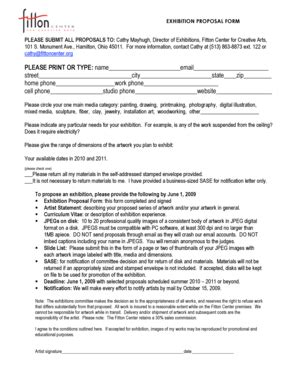 Fillable Online EXHIBITION PROPOSAL FORM 09.doc Fax Email Print - pdfFiller