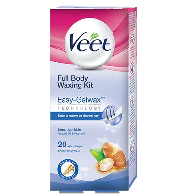 Buy Veet Full Body Waxing Kit - Sensitive Skin (20 Wax Strips) Online ...
