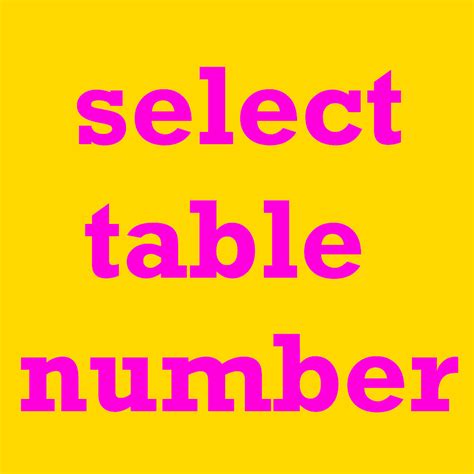 Image result for Table Numbers List SQL