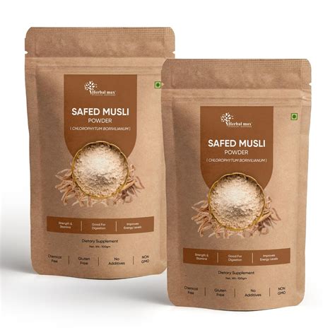 Buy Herbal max Safed Musli Powder, 200gms | White Musli Powder | Pack ...