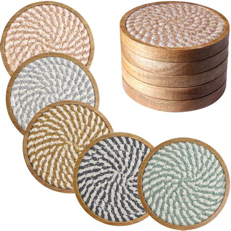 Amazon.com: Eykao 5 Pack Coasters for Drinks Absorbent, 4.3 inches Cork ...