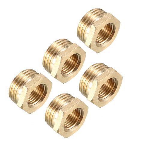uxcell Brass Threaded Pipe Fitting 1/2 BSP Male x 1/4 PT Female Hex ...