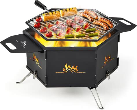 Amazon.com : Giantex Fire Pit Grill, Outdoor Fire Pit with Removable ...