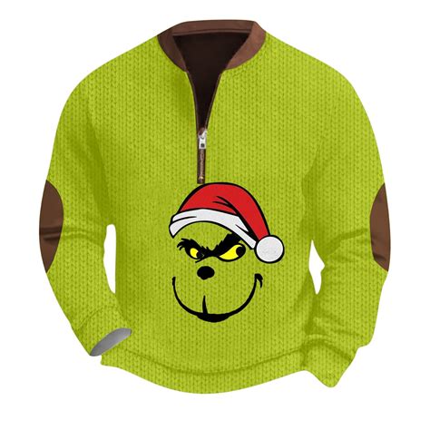 Mens Long Sleeve Christmas Shirts Classy Christmas Sweater Yellow L ...