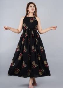 Demirner Women Gown Black Ankle Length Dress - Buy Demirner Women Gown ...