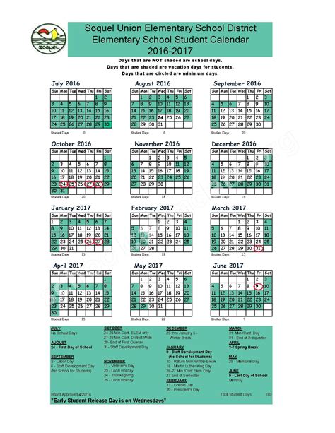 Soquel Union Elementary School District Calendars – California
