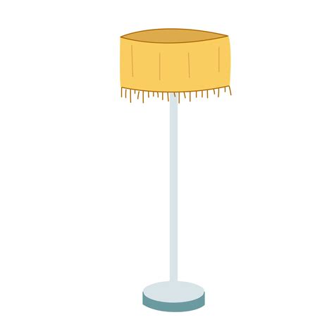 Hand-drawn isolated clip art illustration of modern yellow floor lamp ...