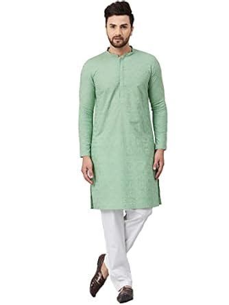 Buy FASHVIO Green Chikankari Embroidered Woven Design Straight Kurta ...