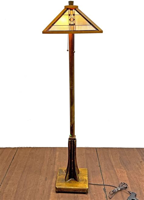 Lot - Arts & Crafts Style Stained Glass Shade Floor Lamp