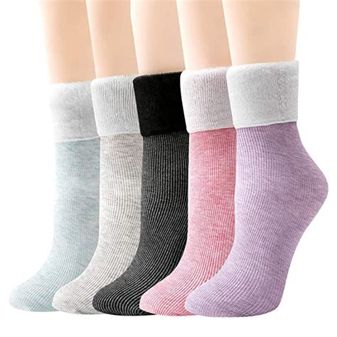 ELEG & STILANCE Women Kashmiri Socks Winter Wool 5 Pairs Warm Wool ...
