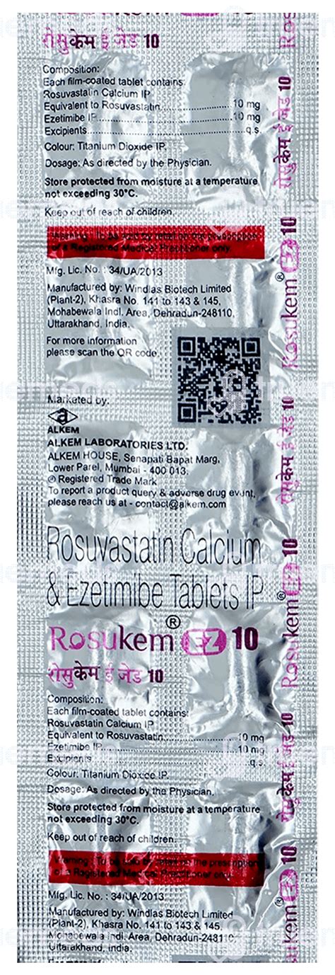 Rosukem Ez 10 Mg Tablet 10 - Uses, Side Effects, Dosage, Price | Truemeds