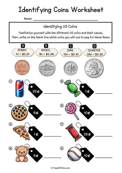 Identify Coins Worksheets 2nd Grade Teaching Money To First Graders
