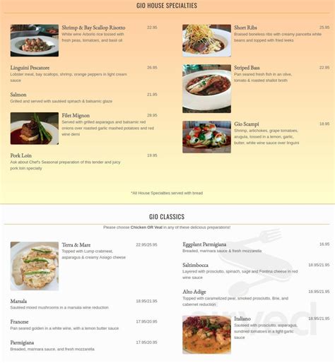 Gio Italian Grill menu in Macungie, Pennsylvania, USA