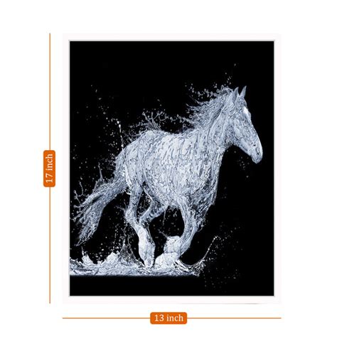Black & White Horse Canvas Painting with Wooden Frame. — ART STREET