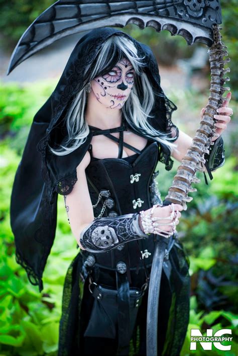 Sugar skull grim reaper female Halloween costume | Grim reaper ...