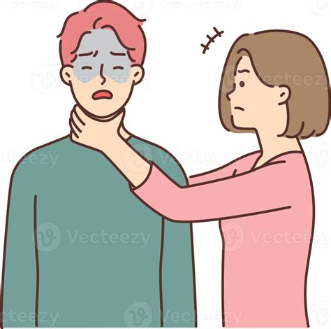 Aggressive woman choking man 21242129 PNG