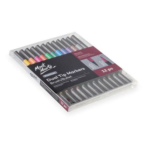 Mont Marte Dual Tip Markers Brush & Bullet – Premium 12 Colour Set — Mango