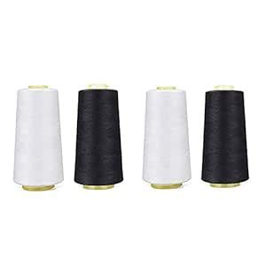 Pmw - 4 Pack of 10000 Mtr (Each) 2 White + 2 Black - Combo - Serger ...