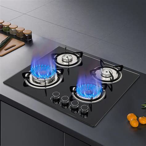 Buy 4 Burners Built-In Stove 23In Stove Top, 110 Tempered glass Surface ...