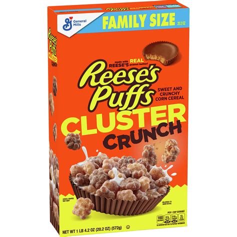 REESE'S PUFFS Cluster Crunch Breakfast Cereal, Chocolate Peanut Butter ...