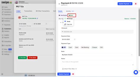 How to share a payment receipt from a customer ledger in Web ...