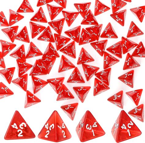 Amazon.com: 60PCS Red Four Sided D4 Dice for D&D TRPG Cup Games, Multi ...