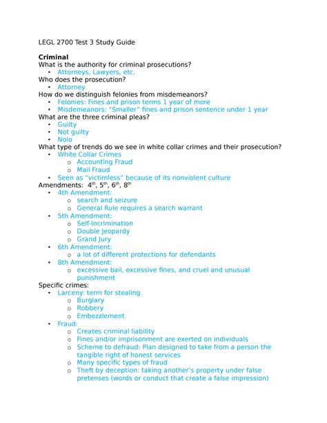 LEGL 2700 Test 3 Study Guide - LEGL 2700 - UGA - Studocu