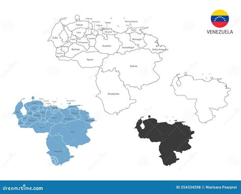 4 Style of Venezuela Map Vector Illustration Have All Province and Mark the Capital City of ...