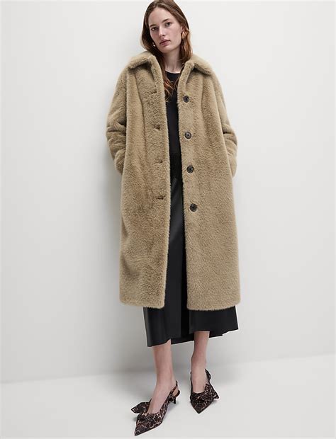 Buy Faux Fur Collared Longline Coat at Marks & Spencer
