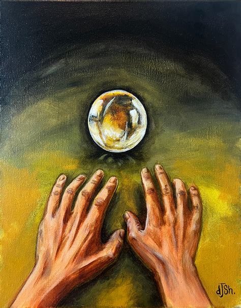 David J. S. Holbrook - 'Crystal Ball' realistic, chic, elegant mystical hand portrait acrylic ...