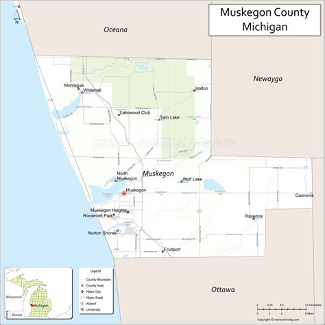 Muskegon County Map, Michigan - Where is Located, Cities, Population ...