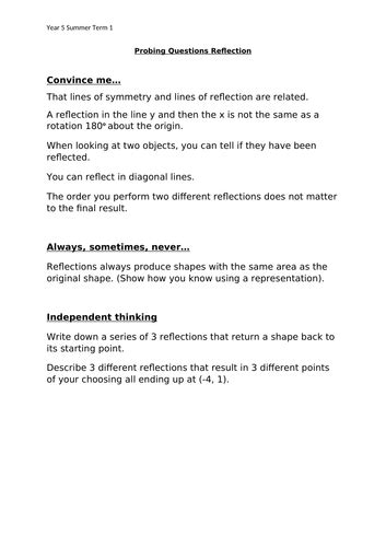 Image result for Reflection Maths Questions