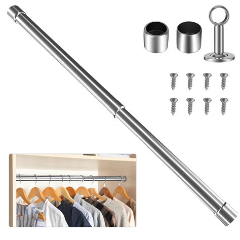 Waenlir 112cm 210cm Extendable Stainless Steel Wardrobe Rail Adjustable ...