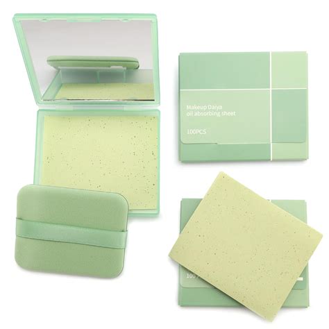Erinde Oil Blotting Sheets IFF17 for Face with Mirror and Puff, 300 Sheets Oil Blotting Paper ...