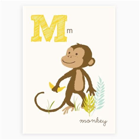 Buy Sea Urchin Studio - M is for Monkey - ABC Alphabet Wall Art for ...