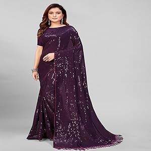 Pratham Blue Women's Sequins Georgette Fancy Saree With Blouse Piece ...