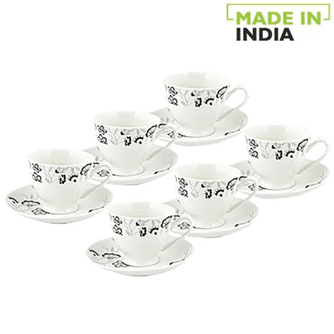Buy Raja Chai/Tea/Coffee Cups & Saucer - Chain Series, Black & White ...