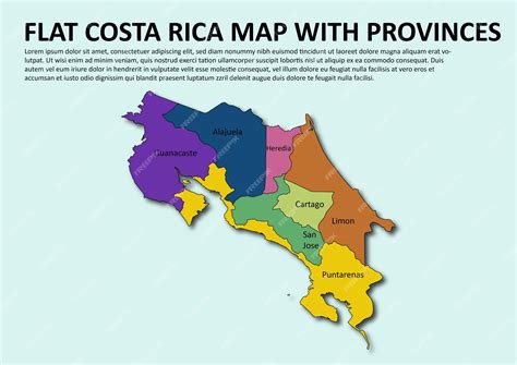 VLAKKE KAART VAN COSTA RICA MET PROVINCIES | Premium Vector