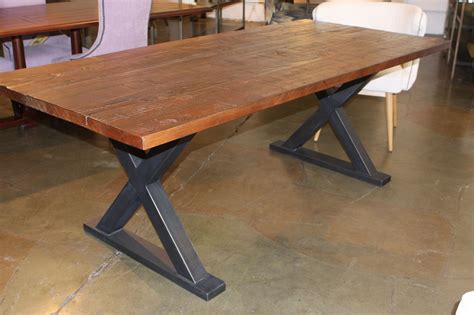 Metal X Base Dining Table | Dining table, Live edge dining room, Metal ...