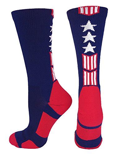 Buy MadSportsStuff Patriot USA Stars and Stripes Athletic Crew Socks ...