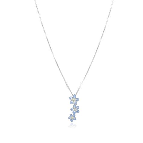 925 Sterling Silver Blue Flower Cascade Chain Pendants | Nature ...