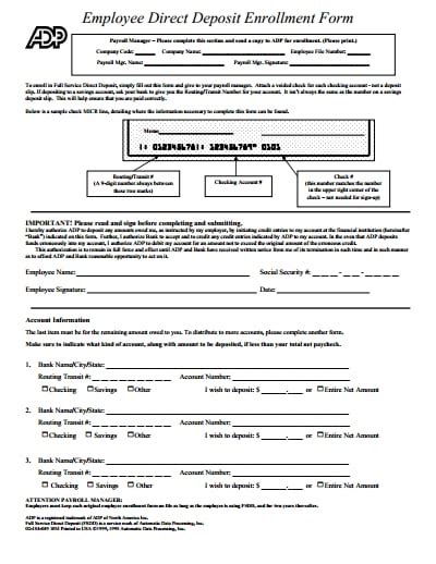 Direct Deposit Form: Free Download, Edit, Fill and Print Template