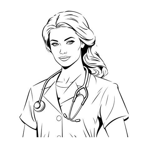 Premium Vector | Hand drawn sketch of a nurse drawing illustration ...
