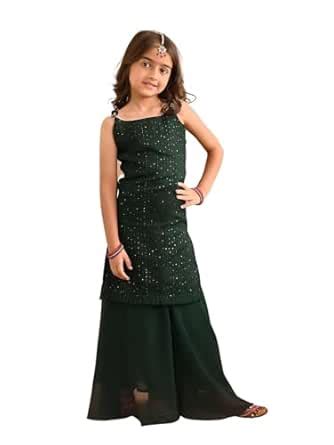 Buy LILPICKS Sequin Embellished Sleeveless Straight Kurta Sharara Set ...